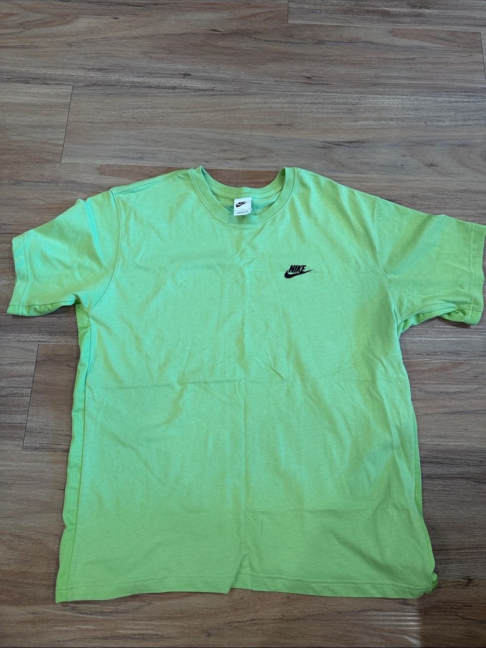Nike Lime Green Crew Neck Short Sleeve Tee with Black Logo